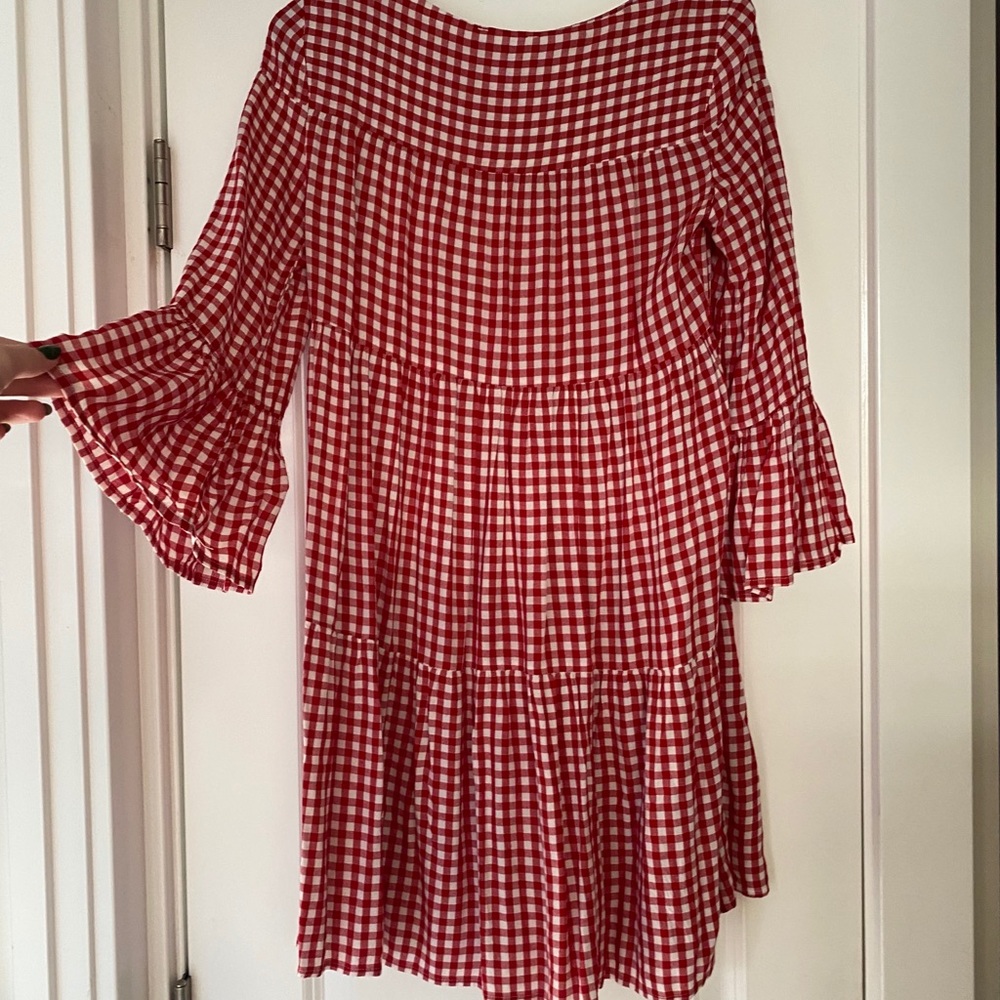 Checkered Pattern Dress - red and white